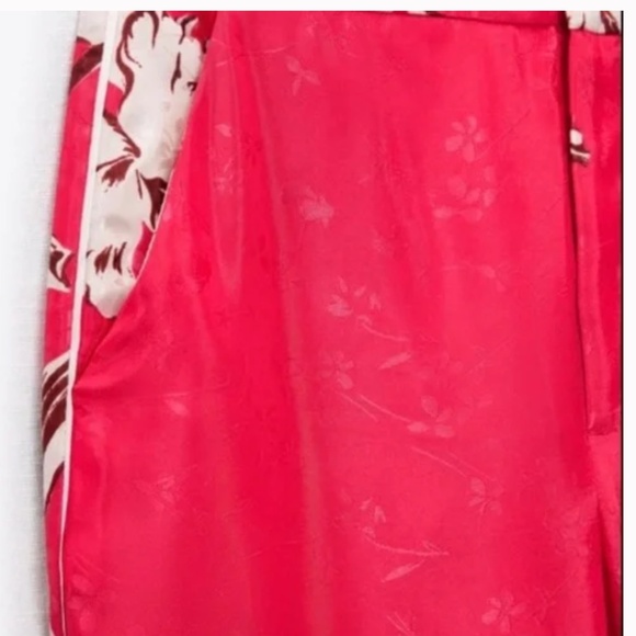 ZARA NEW WOMAN FLORAL PRINTED CROPPED TROUSERS PANT SIZE L NWT - Picture 7 of 11